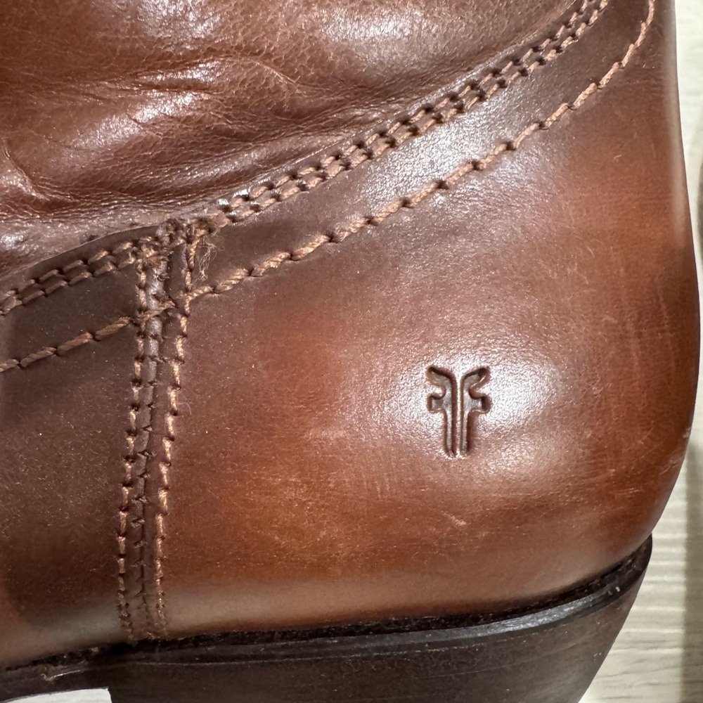 Frye Brown Leather Ankle Boots Booties - Picture 6 of 7